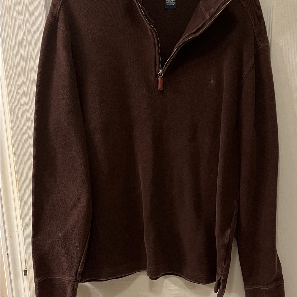 Ralph Lauren Men's Chocolate Brown Quarter-Zip Sweater